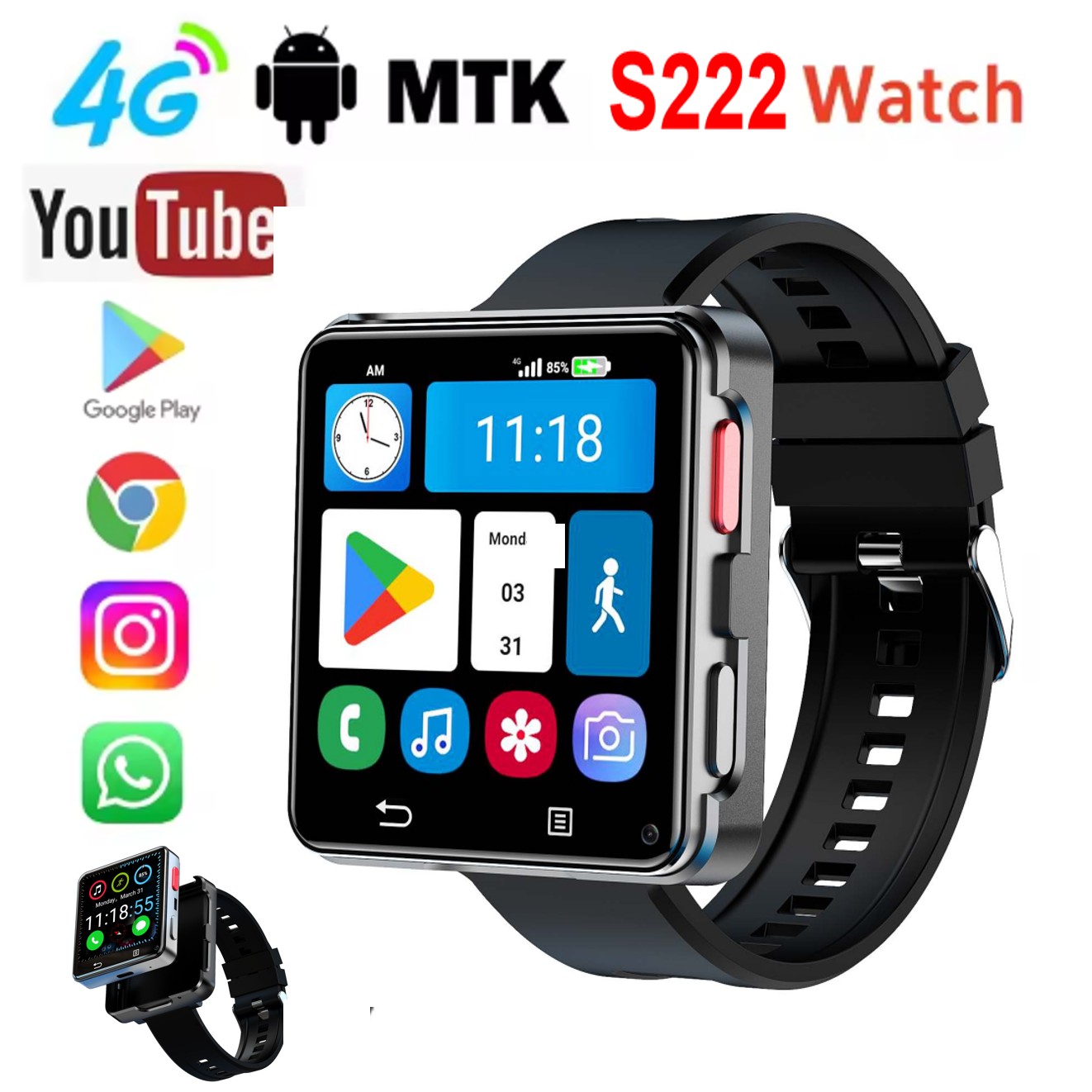 Watch Smartwatch - S222 Smart Watch 4G SI-M Card