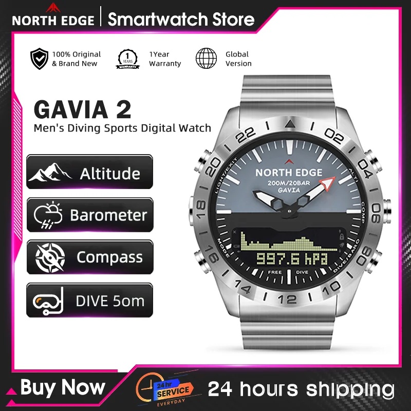 Smartwatch Army Watches For Men - NORTH EDGE Mens Dive Watch Military